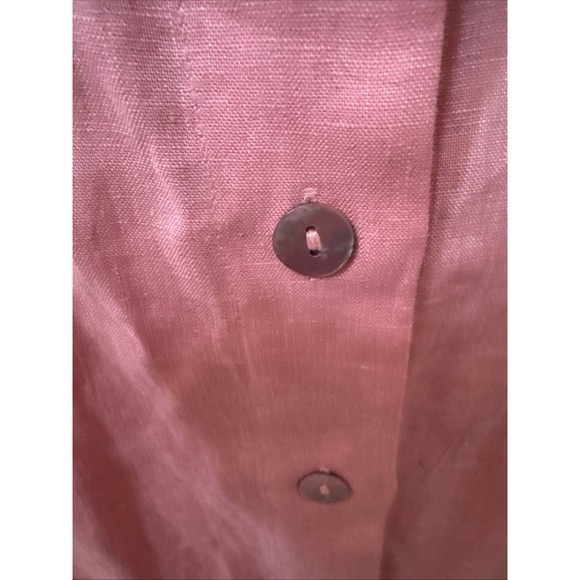 Finity Women Top Blouse Size 3X 100% Linen Peach Collared Long Sleeve Buttons - Picture 4 of 8